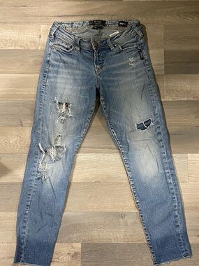 Silver Jeans Light Blue Distressed Skinny Jeans